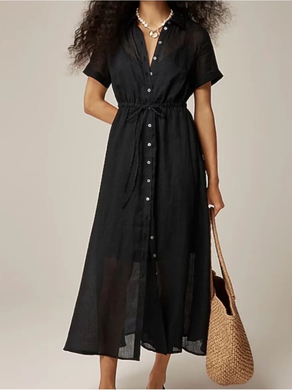 J. Crew Cerise Shirt Maxi Black Button Shirt Dress